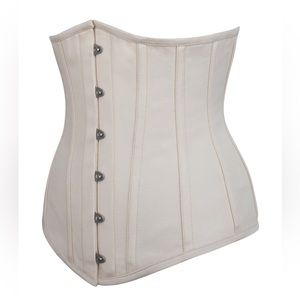 Champagne cotton longline underbust corset 4 CORSETSTORY steel cotton tall torso